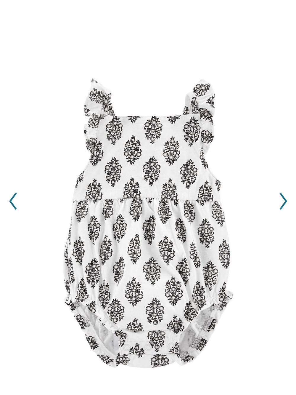 Kids White and Black Printed Ruffle Bubble One-Piece Ruffle Sleeve 12 mo GUC